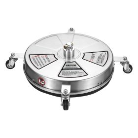 VEVOR 18" Pressure Washer Surface Cleaner w/ Wheels, Stainless Steel Concrete Cleaner 4000 Max PSI , 1/4" Quick-Connect Connector w/ 2 Extension
