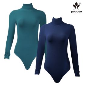 Round Neck Long Sleeved Brushed Warm Jumpsuit (Option: Tibetan blue x green-L)