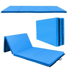 Only Supports Self Pickup Folding Aerobics Mat, Extra Thick High Density Tear Resistant Gymnastics Gym Folding Aerobics Mat. (Color: Blue)