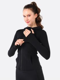 Hooded Jacket Yoga Clothes (Option: Black-S)