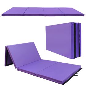 Only Supports Self Pickup Folding Aerobics Mat, Extra Thick High Density Tear Resistant Gymnastics Gym Folding Aerobics Mat. (Color: Purple)