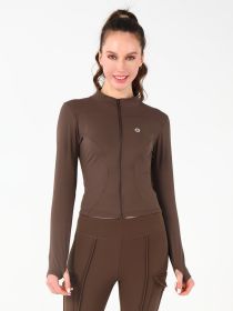 Stand Collar Jacket (Option: Brown-M)