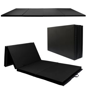 Only Supports Self Pickup Folding Aerobics Mat, Extra Thick High Density Tear Resistant Gymnastics Gym Folding Aerobics Mat. (Color: Black)